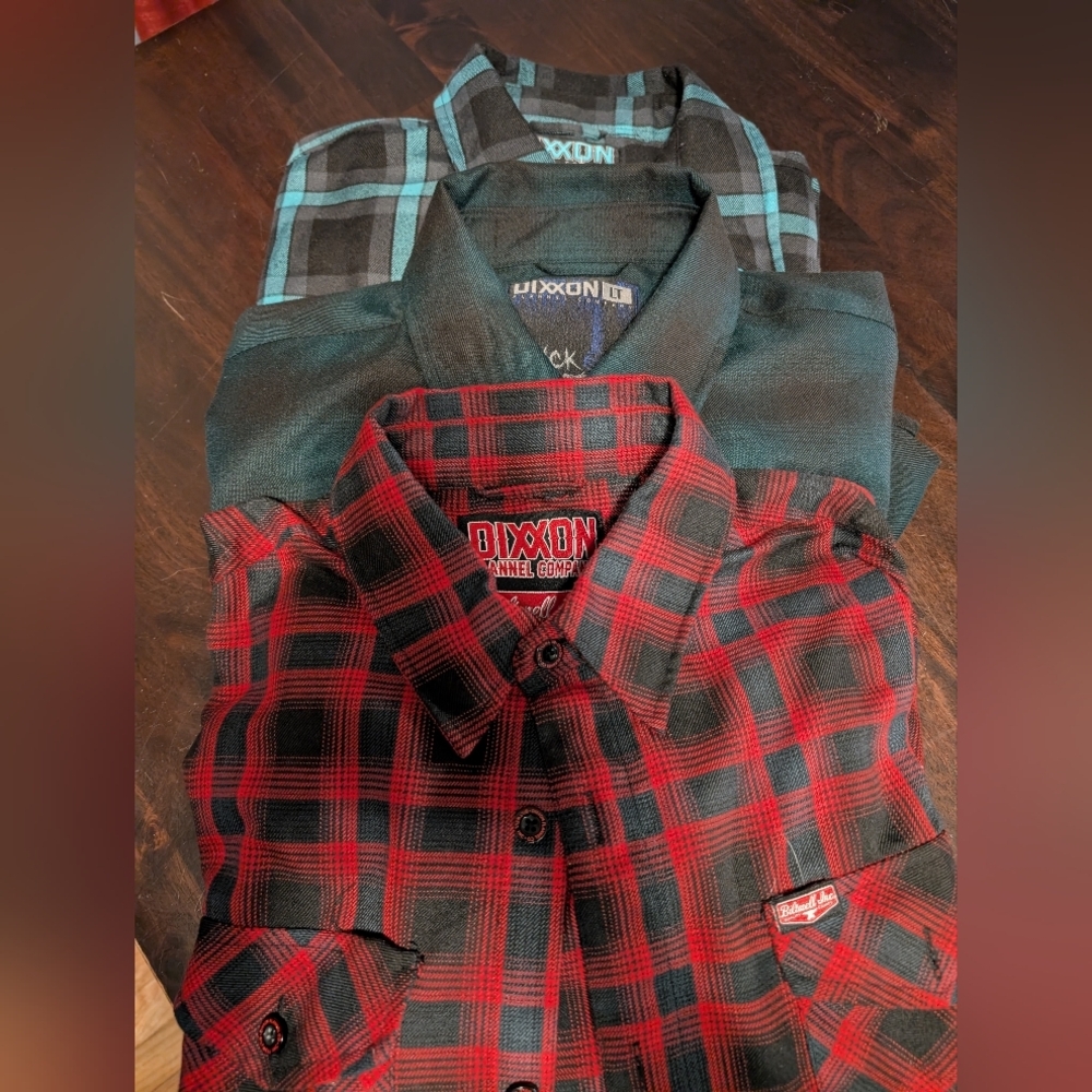 DIXXON (Lot Of 3) Flannel Shirts, Men's LT, Red, Green, Teal